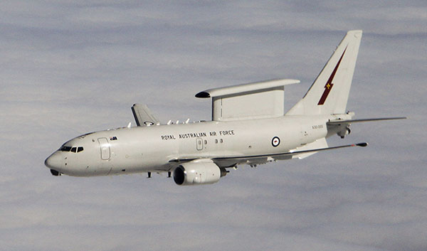 A Royal Australian Air Force E-7A Wedgetail Airborne Early Warning and Control aircraft over Iraq, 2014.