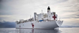 Hospital ship USNS Mercy off the coast of Bougainville during Pacific Partnership 2015. Photo by Able Seaman Chantell Brown