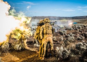 Soldiers from 5RAR fire an M3 Carl Gustav during Exercise Predator's Gallop at Cultana. Photo by Corporal Nunu Campos