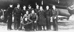 Mark Fry (left) with his Avro Lancaster bomber crew in 1944. Image supplied
