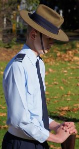 Leading Cadet Sean Fry, No 605 Squadron, on Catafalque Party duty in remembrance of his grandfather, the late Flying Officer Mark Lewis Fry RAAF. Image by Pilot Officer (AAFC) Paul Rosenzweig.