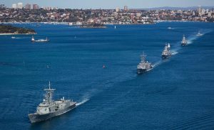 HMA Ships Darwin, Melbourne, Parramatta and Toowoomba depart Sydney for Indo-Pacific Endeavour 2017. Photo by Able Seaman Steven Thomson.