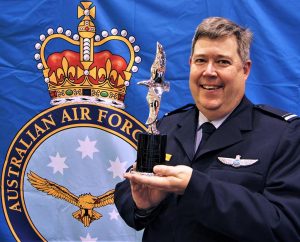Pilot Officer (AAFC) Dennis Medlow, Chief Flying Instructor-Gliding for 6 Wing, whose collaborative efforts made him a joint winner of the Hoinville Award trophy. Image by Flying Officer (AAFC) Paul Rosenzweig
