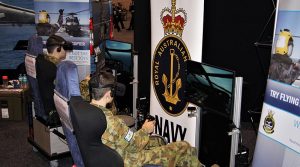 Leading Cadets Elias and Adomas Neocleous from 609 Squadron assess their flying skills on the Naval Aviation Prospects Scheme (NAPS) Simulator.