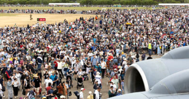 Members of the public excitingly enter the RAAF Richmond Air Show 2025. Photo by Aircraftman Jonathon McCaffrey.
