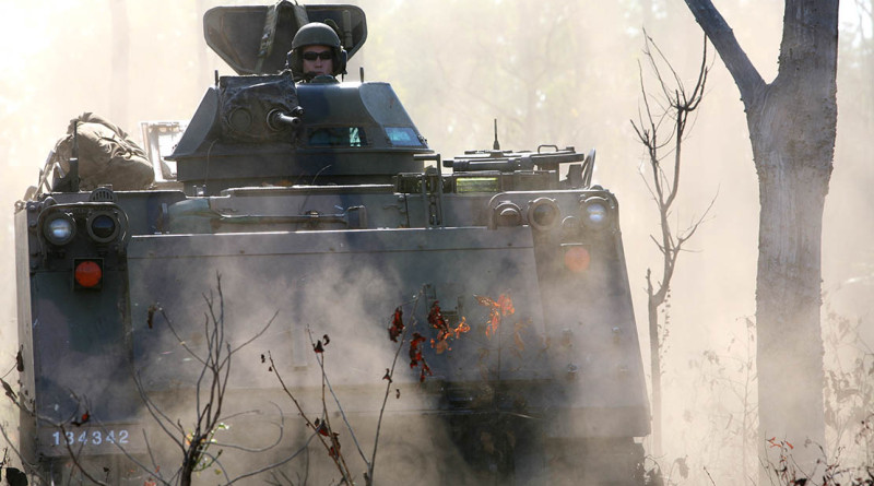 An M113AS4 on the prowl in the Australian bush.
