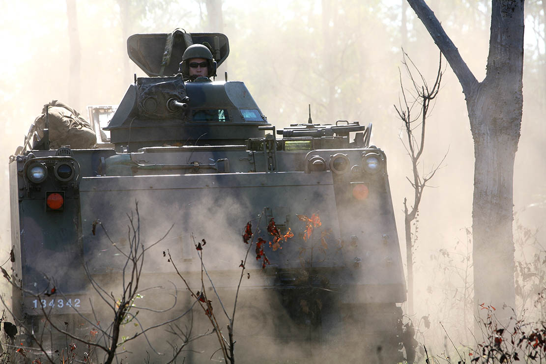 An M113AS4 on the prowl in the Australian bush.