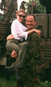 Then Corporal, now CONTACT Managing Editor, Brian Hartigan with Pop Idol Kylie Minogue in East Timor, December 1999.