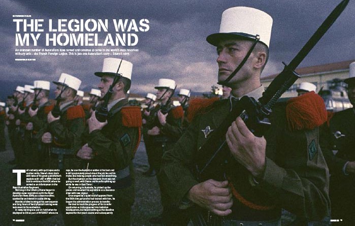 Intro spread from "The Legion was my Homeland", first published in CONTACT Air Land & Sea issue 1 - March 2004.