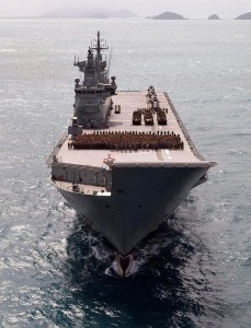 The Amphibious Ready Element on the flight deck of HMAS Canberra during Sea Series 2015