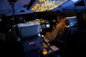 An Australian Air Task Group KC-30A Multi Role Tanker Transport crew fly a night mission over Iraq. Photo by Sergeant Guy Young.