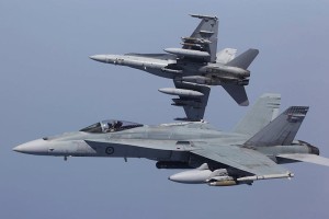 An F/A-18 Hornet breaks away on a strike mission in Iraq. ADF photo.