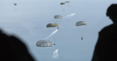 Australian Army Commandos parachute out of a Royal Australian Air Force C-130J Hercules during Exercise Northern Shield 2015.