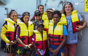 Seaman Amber Phineasa and her family aboard HMAS Darwin.