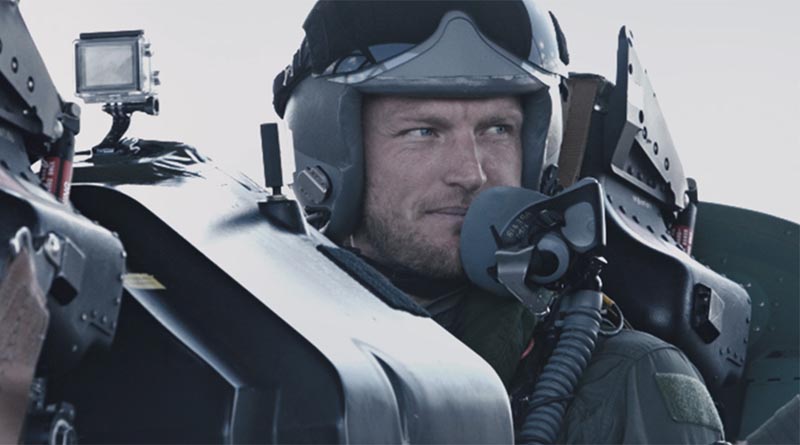 Tennis ace Sam Groth flies with RAAF Roulettes.