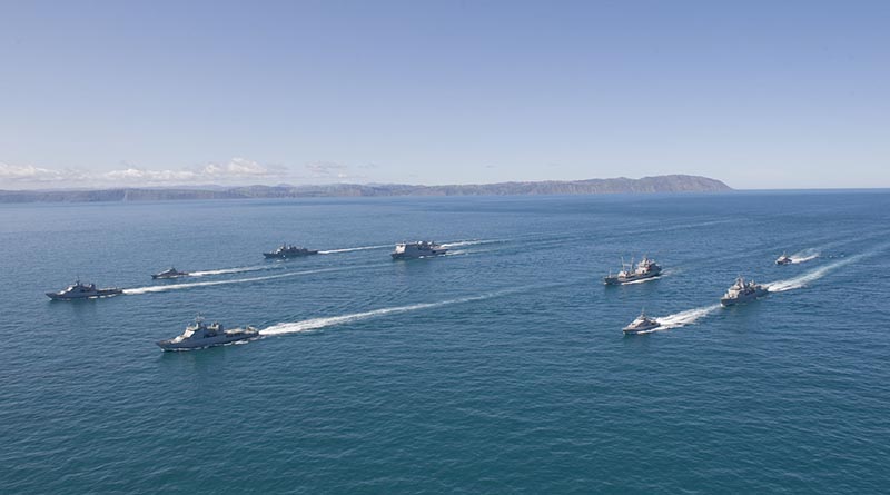 Navy fleet concentration in the Cook Strait.