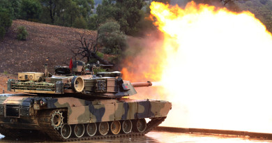 An Australian Army M1A1 Abrams tank fires during Exercise Jericho Dawn 2016. Photo by Sergeant Pete Gammie