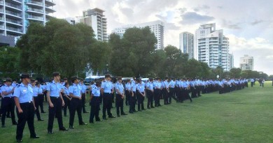 Cadets and instructors of 7 Wing Australian Air Force Cadets form up at Langley Park before their Freedom of Entry parade in Perth. Photo taken from 7 Wing's Facebook page and edited by CONTACT.