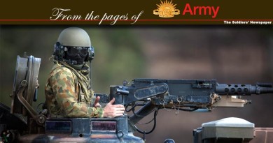 Australian Army soldier Lance Corporal Warren Cooper behind the 50cal machine gun of an M1A1 Abrams tank during Exercise Jericho Dawn held at Puckapunyal, Victoria. Photo by Corporal Oliver Carter.