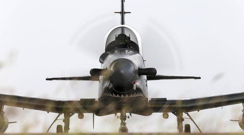 No. 4 Squadron PC-9 prepares to launch from RAAF Base Townsville to conduct a sortie as part of Exercise Black Dagger.