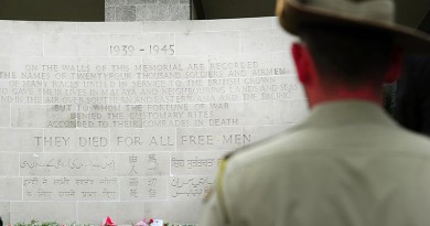 A soldier from Australia’s Federation Guard at Kranji War Cemetery in Singapore. Photo by Corporal Melina Mancuso