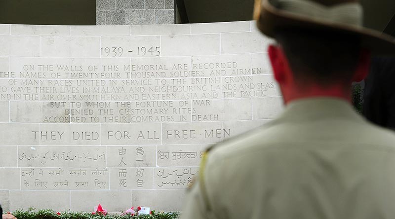 A soldier from Australia’s Federation Guard at Kranji War Cemetery in Singapore. Photo by Corporal Melina Mancuso