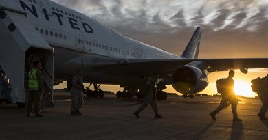 U.S. Marines with the 1st Battalion, 1st Marine Regiment, arrive in Darwin, Australia to begin preparation for exercise Marine Rotational Force-Darwin (MRF-D) on April 13, 2016. US Marine Corps Photo by Lance Cpl. Osvaldo L. Ortega III