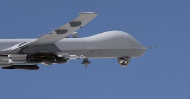 AN/DAS-4 EO/IR turret deployed on the MQ-9 Reaper. (PRNewsFoto/Raytheon Company)