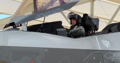 Australia's third F-35A pilot Flight Lieutenant Edwin Borrman undertakes his first flight in in a F-35A aircraft.