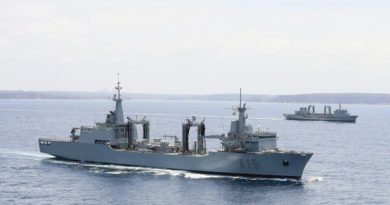 ESPS Cantabria (foreground) in company with HMAS Success off Sydney after the Spanish tanker joined the Royal Australian Navy in 2013. Photo by Leading Seaman Peter Thompson