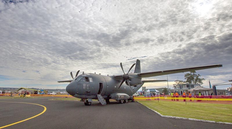 A C-27J Spartan battlefield air lifter on display at Bathurst Airport during Lifeline’s Soar, Ride and Shine event on 15 May. Photo by Corporal Oliver Carter