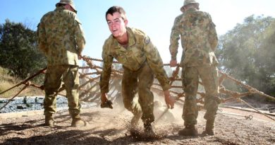 Cadet Sergeant Tim North going through the obstacle course at the Royal Military College Duntroon, during the 2013 ATA. Photo by Corporal Max Bree
