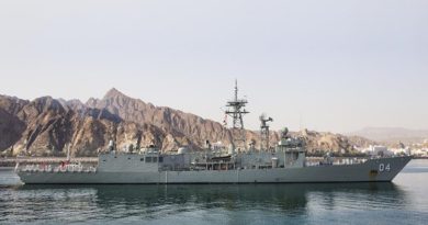 FILE PHOTO: HMAS Darwin sails into Muscat, Oman.