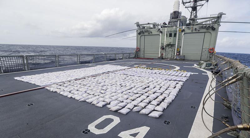 Approximately 952kg of heroin seized by HMAS Darwin during three consecutive vessel boardings off the African Coast. Photo by Able Seaman Sarah Ebsworth