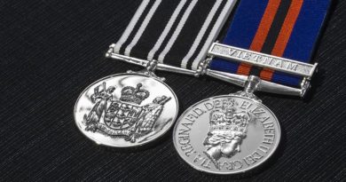 The New Zealand Operational Service Medal (left) and the New Zealand General Service Medal with clasp “Vietnam” (right).