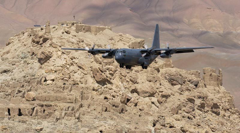 File photo – NZAF C-130 Hercules coming in to land at Bamyan Airfield, Afghanistan.