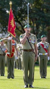 Commanding Officer of 1st Commando Regiment Lieutenant Colonel M salutes during the Regiment’s 60th Anniversary Parade at Victoria Barracks, Sydney. Photo by Corporal Kyle Genner