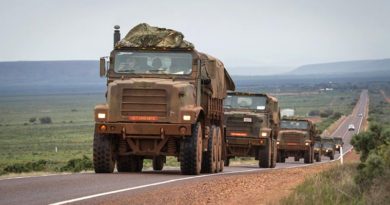 United States Marine Corps personnel embedded with the Australian Army's 1st Brigade conduct a road move during Exercise Hamel in Cultana training area, South Australia. Photo by Corporal Nunu Campos