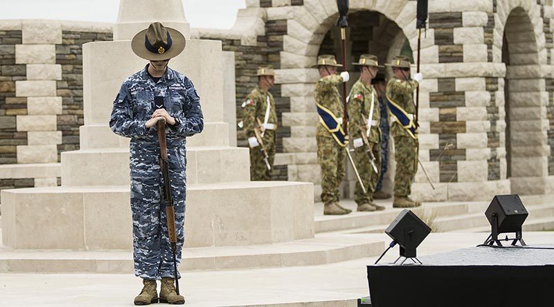 Australian Defence Force personnel from Australia's Federation Guard and Australian Army's 2nd Division rehearse at VC Corner, Fromelles, France, ahead of the commemorations of the centenaries of the First World War battles of Fromelles and Pozières. Photo by Sergeant Janine Fabre
