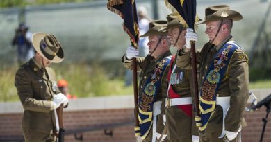 Australian Army soldiers from 31st/42nd Battalion, Royal Queensland Regiment, at the service at Pheasant Wood Military Cemetery on 19 July 2016. Photo by Sergeant Janine Fabre