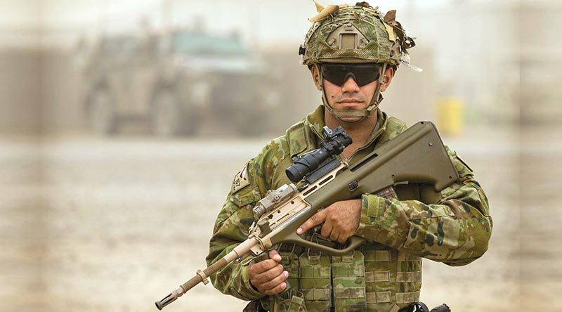 Private Jermaine Stuart – a long way from home, in Iraq, during NAIDOC Week.