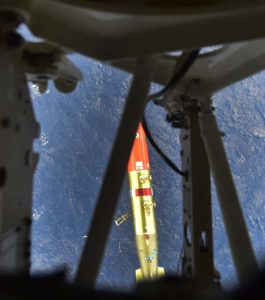 A MK46 torpedo drops from an RNZAF Orion P-3K2 bomb bay during a live-fire anti-submarine mission during RIMPAC16. Royal New Zealand Navy photo by Petty Officer Chris Weissenborn.