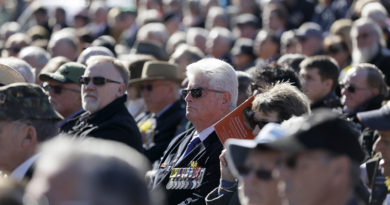 Some of the hundreds of attendees at the Vietnam Veteran's Day service on Anzac Parade.