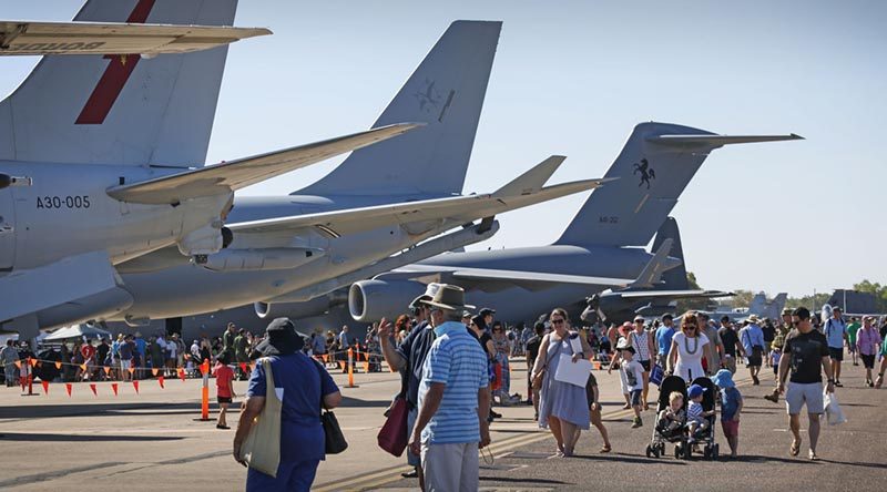Members of the public walk around aircraft at the Exercise Pitch Black 2016 Open Day at RAAF Base Darwin. Photo by Corporal Casey Gaul