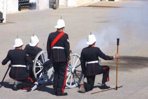 The cadets witnessed the firing of the 2-pounder cannon.