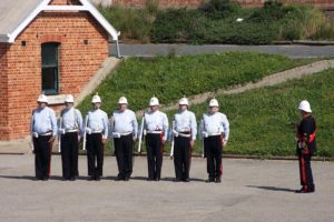 19th-century drill training with the Garrison Sergeant-Major. 