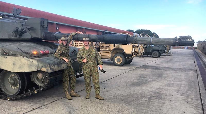 Cadet Warrant Officer Class 2 Brody Hornett and Cadet Lance Corporal Jayden Butler meet the Challenger 2 main battle tank of the British Army.