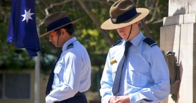 Cadet Corporal Suyash Jain and Cadet Byron Barnes-Williams (604 Squadron) at the West Torrens War Memorial in Adelaide