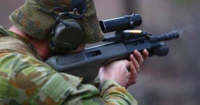 An Australian soldier engages targets at Puckapunyal during Exercise Southern Jackaroo 2014.