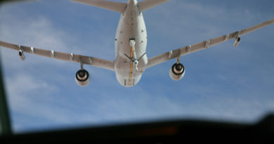 A RAAF KC-30A multi-role tanker transport as seen from an aircraft about to be refuelled. Photo by Major Cameron Jamieson.